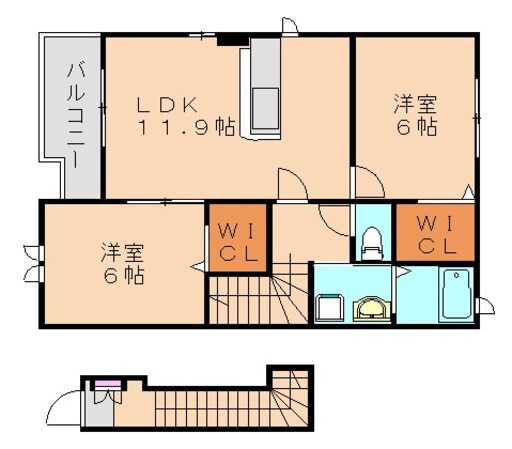 土井駅 徒歩9分 2階の物件間取画像